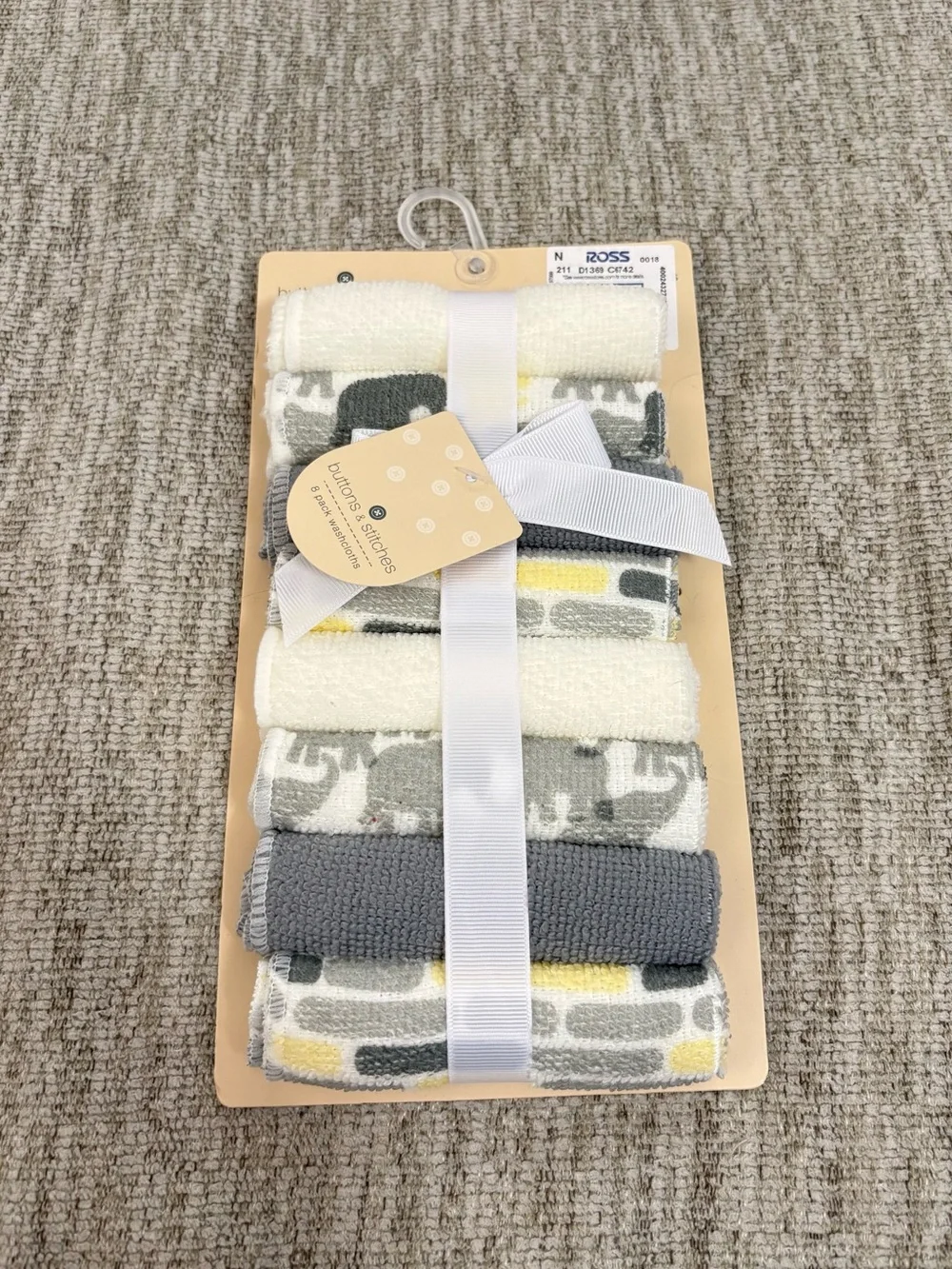Buttons and stitches baby Washcloth Pack